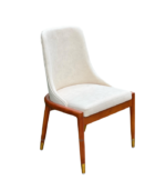 Solid Teak Wood Upholstered Modern Minimalist Chair In Natural Finish. - Image 4