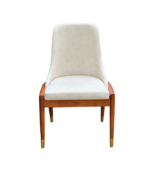 Solid Teak Wood Upholstered Modern Minimalist Chair In Natural Finish. - Image 3