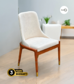 Solid Teak Wood Upholstered Modern Minimalist Chair In Natural Finish.