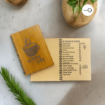 A5 Veneer Menu Book | Custom Logo Engraved | Elegant and Durable Design
