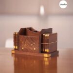 Rosewood Coaster & Card Holder – Multipurpose Desk Accessory