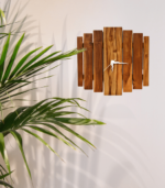 Teak Wood Wall Clock For Living Room, Home And Office| 45x40 CM