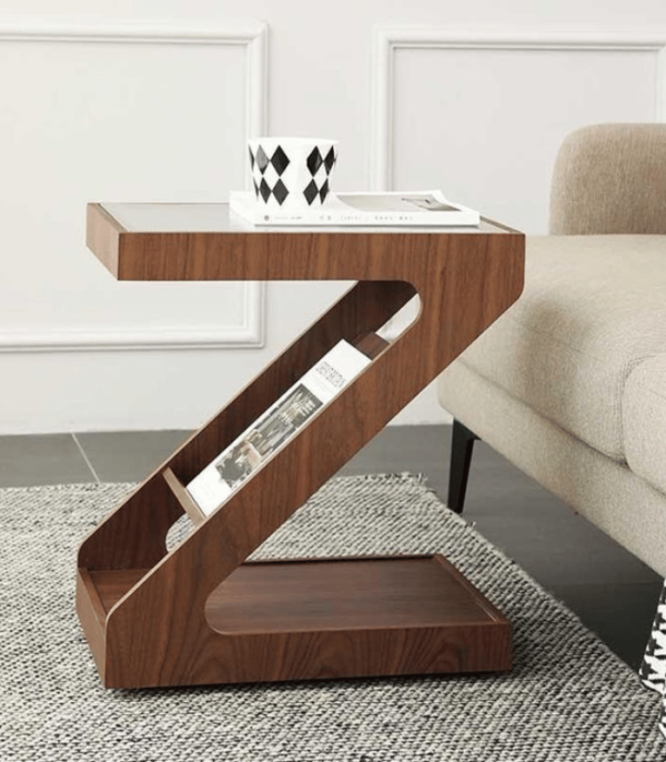 Teak age Custom Z- Side End Table in acacia Wood