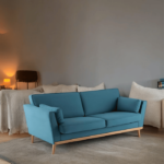 Teakage Engage Mid-Century Modern Upholstered Sofa with wooden base