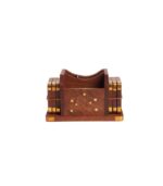 Rosewood Coaster & Card Holder – Multipurpose Desk Accessory - Image 3