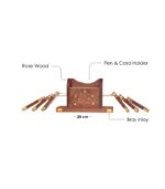 Rosewood Coaster & Card Holder – Multipurpose Desk Accessory - Image 4