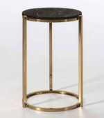 Welldecor Metal End Table in Gold Finish with Marble Top