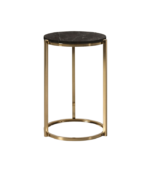 Welldecor Metal End Table in Gold Finish with Marble Top - Image 3