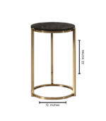 Welldecor Metal End Table in Gold Finish with Marble Top - Image 4