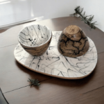Epoxy Wooden Platter set | 2 Bowl | Crackle Design