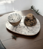 Epoxy Wooden Platter set | 2 Bowl | Crackle Design