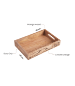 Wooden Square Tray With Antique Work | Mango Wood - Image 3