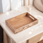 Wooden Square Tray With Antique Work | Mango Wood