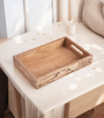 Wooden Square Tray With Antique Work | Mango Wood
